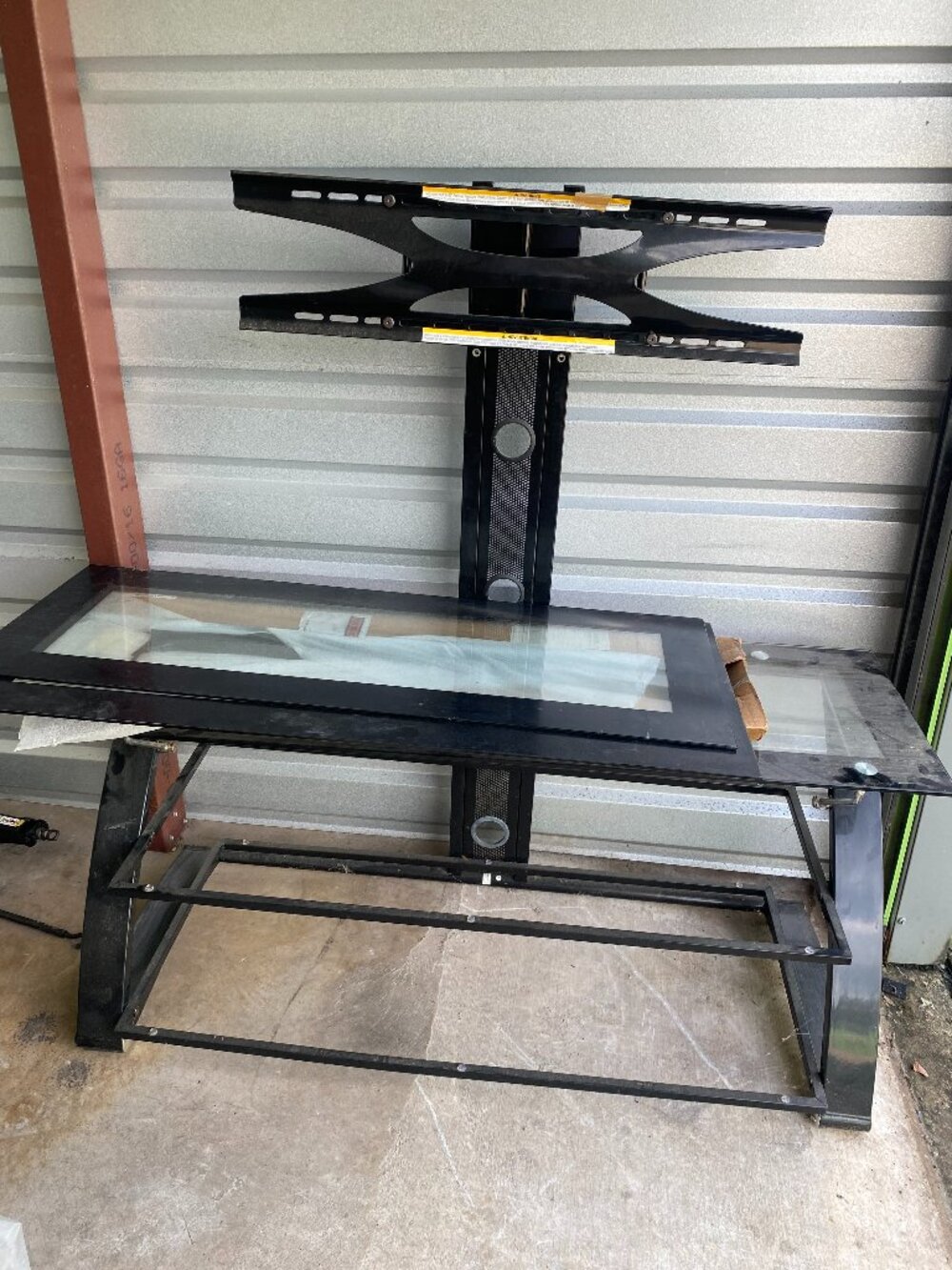 Black & Metal Glass TV Stand